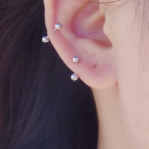 925 Sterling Silver Earrings Wild Personality C-Shaped Double Head Ball Screw Stud Ear Bone Nail Simple Men Women Silver Jewelry