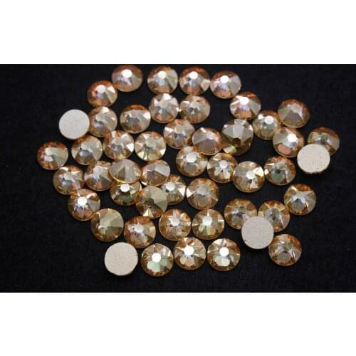 Sun Shine color 8 big and 8 small cut Top quality flat back rhinestones Glue on crystal with gold foiled back