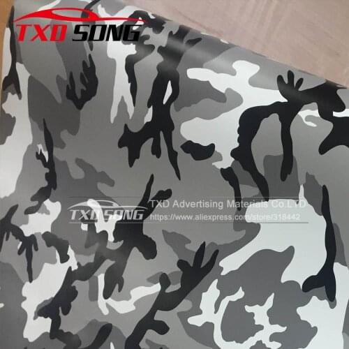 White black Snow Camouflage vinyl sticker with air free bubbles Snow White Camouflage Vinyl film for car wrapping by free ship