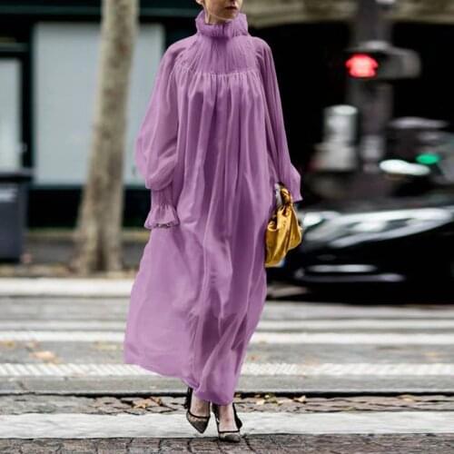 VONDA Women Elegant Long Dress 2021 Autumn Party Maxi Vestidos Splicing DressesBohemian Robe Casual Fashion Sundress Femme