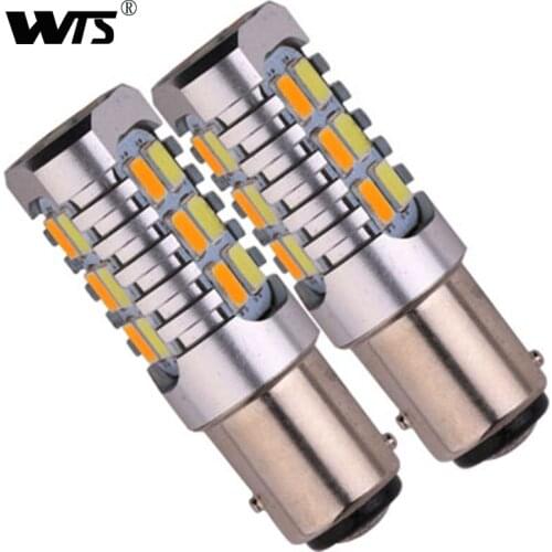 WTS 2pcs Car 1157 BAY15D P21W Tail Bulb Brake Lights auto T20 22smd 5730 white yellow Turn Signal Light Backup Reverse Lamp 12v
