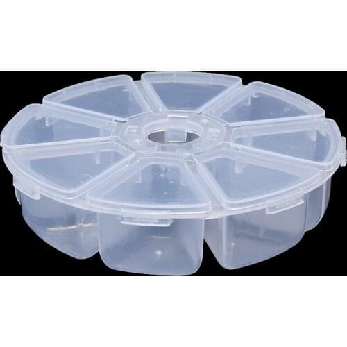Storage Box 8 Grid Transparent Plastic Jewelry Bead Storage Box Practical Round Storage Box Bead Ring Box Jewelry