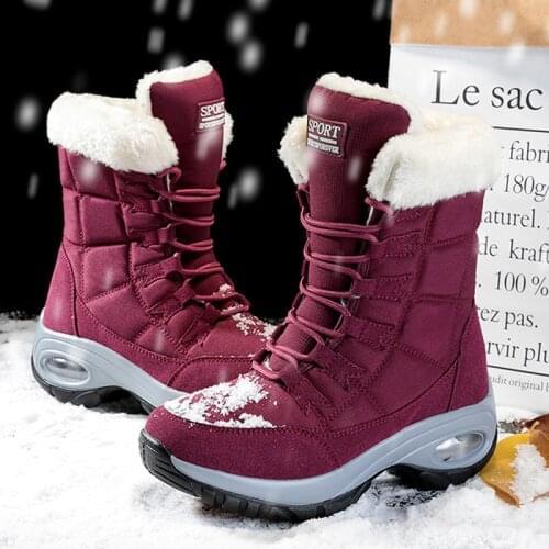 Womens Boots Warm Waterproof Canvas Snow Boots Plush Winter Shoes Female Ankle Botas Non-slip Footwear Flat Platform Plus Size