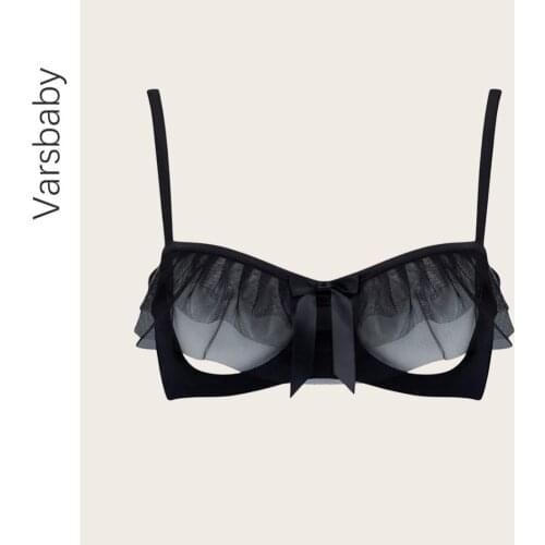 Varsbaby open cup bra avant-garde sexy trendy underwear available in black and white in multiple sizes