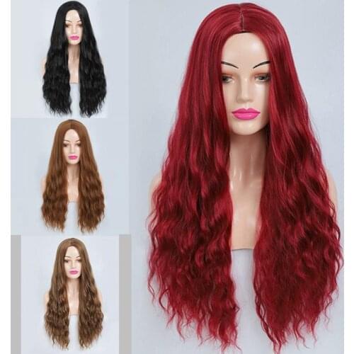 JOY&BEAUTY Long Wavy Wigs Natural Synthetic Hair Women' s Wig Black Brown Red 26inch Heat Resistant Hair Cosplay Wig