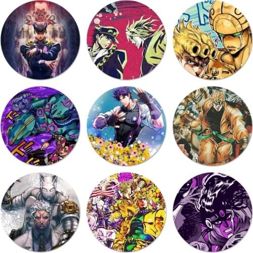 58mm Bizarre Adventure JoJo Anime Icons Pins Badge Decoration Brooches Metal Badges For Clothes Backpack Decoration