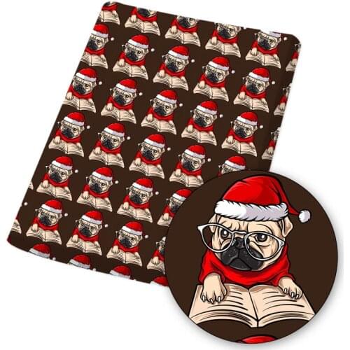 Christmas Dogs Polyester Cotton Fabric Printed Cloth Sheets Handmade Masks Material DIY Dress Supplies Home Textile 45*145cm 1pc