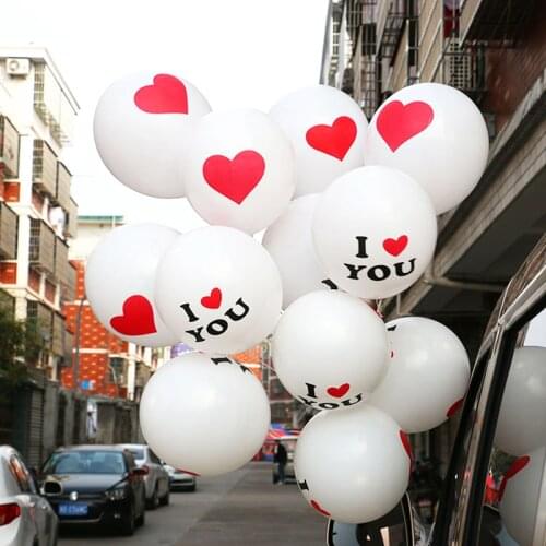 10/20pcs 12inch I Love You Latex Balloons White Red Heart Air Globos Birthday Party Wedding Valentines Day Decoration Supplies