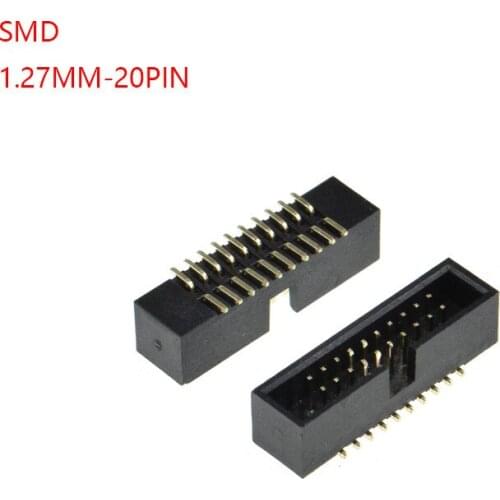 10pcs SMT 20 PIN 1.27MM SMD 2x10PIN 2X10 20P DC3 HEADER pitch MALE SOCKET straight idc box headers PCB CONNECTOR DOUBLE ROW