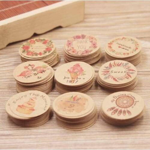 100PCS 3cm Circle Round Kraft Paper Gift Tag For Christmas Halloween Wedding Birthday Party Gift Cards DIY Handmade Baking Label