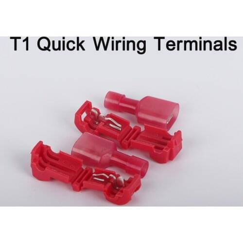 100Pcs(50SET) T1 Red Quick Splice Wire Connector Crimp Clip Car Wiring Cable Self-Stripping Electrical Wire Terminal