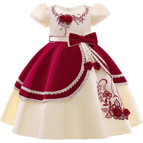 2021 Summer Children Dresses For Girls Birthday Party Formal Dresses Embroidery Flower Girl Princess Dress Kids Vestidos