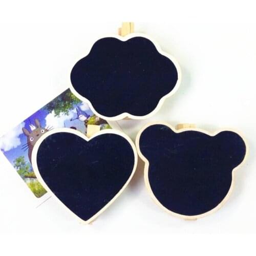 30pcs Mini blackboard clip Bear Head Love Blackboard Wooden Clothespins Clips Decoration School Office