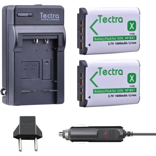 Tectra 2PCS NPBX1 NP-BX1 Camera bateria pack + Digital Charger+Car Plug for Sony DSC RX1 RX100 M3 M2 RX1R WX300 HX300 HX400