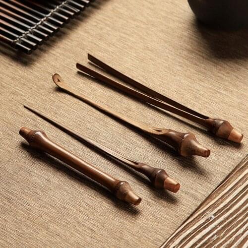 Chinese Traditional Style Tea Accessories Natural Bamboo Teaspoon Tea Clip For Home Hotel Office Teahouse