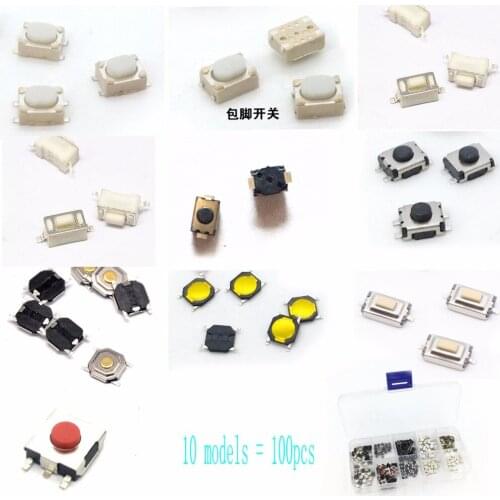 Free Shipping 10 models 100 pcs Tactile Push Button Switch Micro Switch Car remote control button switches