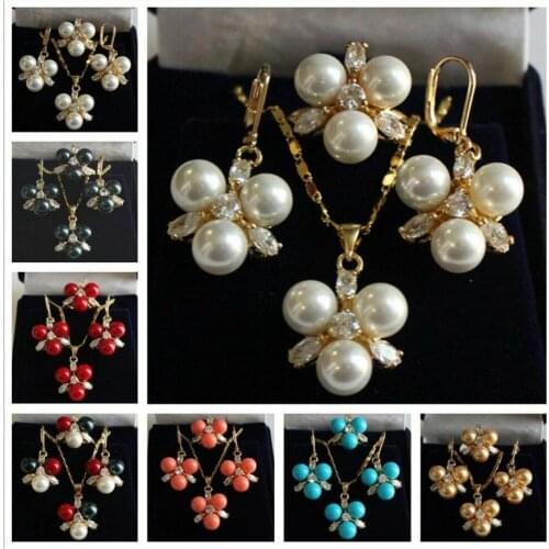 Free Shipping 8mm South Sea Shell Pearl Round Beads Earrings Ring Pendant Necklace Set AAA+ jade
