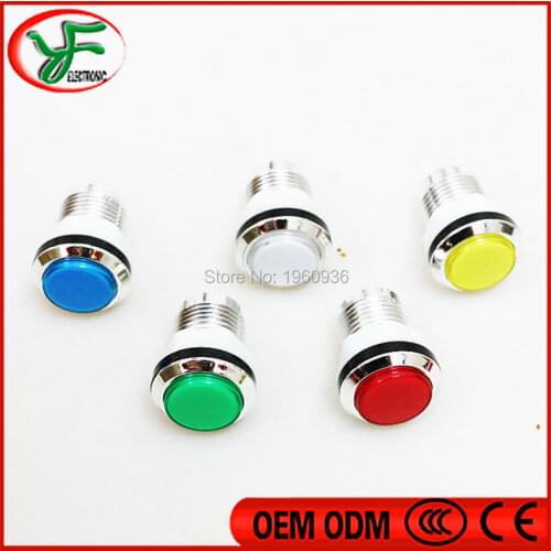 Free shipping CHROME Plated LED illuminated push button 12v LED with microswitch for Arcade game parts