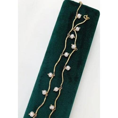 Free shipping special design wave women summer necklace with natural white high quality real pearl bead wedding gift trendy