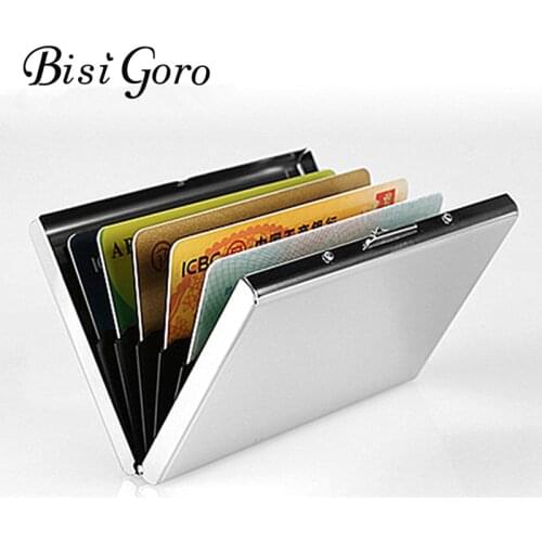BISI GORO 2020 Name Card Holder Women Men Metal Aluminium Credit Card Case Bank Card Package Fashion Card Protector Dropshipping