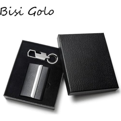 BISI GORO Magnet Card Wallet Set Key Holder Set Fashion RFID Card Holder Men Women Multifunction Slim Holder Wallet Key Chain