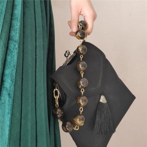 2020 fashion design acrylic gemstone beads bag chain decorative