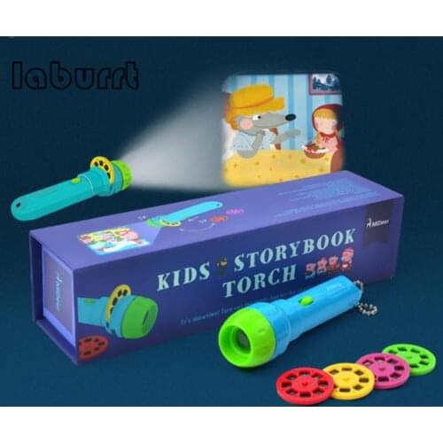 Baby Sleep Story Flashlight Projection Lamp Toy Childrens Story Light Toy Children Education Adjustable Focal Length