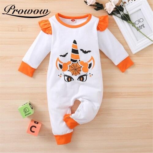 Prowow Halloween Babys Romper Unicorn Baby Jumpsuit For Kids Girls Clothing Flying Sleeve Baby Overalls Party Children Outfits