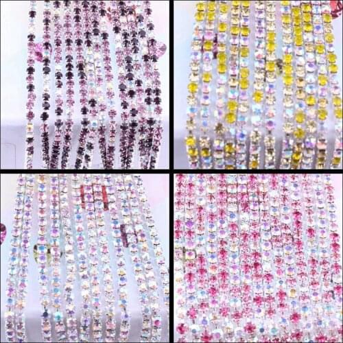 DIY Colored Rhinestone Chain Crystal Stone Rhinestone Applique Trim Sew on SS6 Rhinestones Sewing Accessories for Clothes Crafts