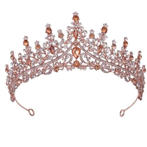 Electroplating rose gold rhinestones European and American luxury bridal crown wedding anniversary party dress headdress