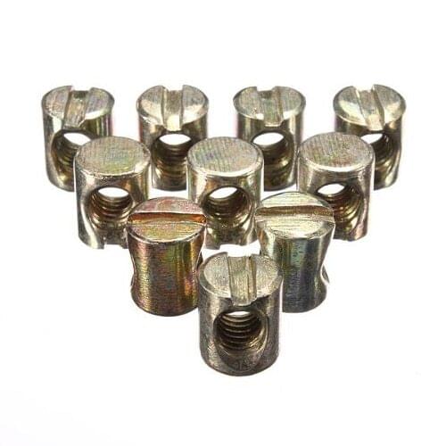 CNIM Hot 10pcs M6 Barrel Bolts Cross Dowel Slotted Furniture Nut for Beds Crib Chairs