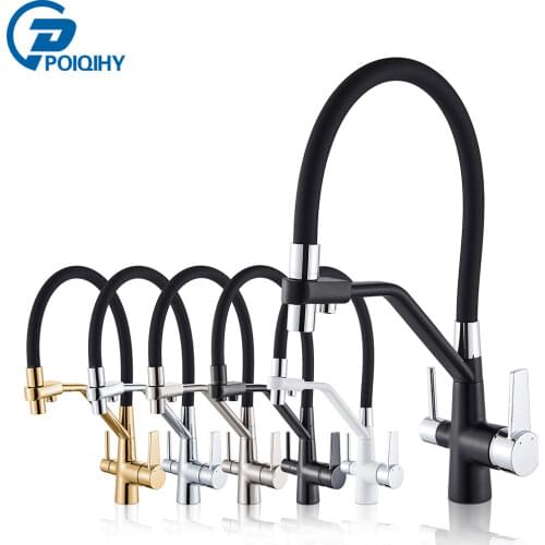 Black Chrome Kitchen Sink Faucet 3 Way Water Filter Tap Kitchen Filtered Mixer Put Down Faucet Kitchen Crane Pure Water Mixers