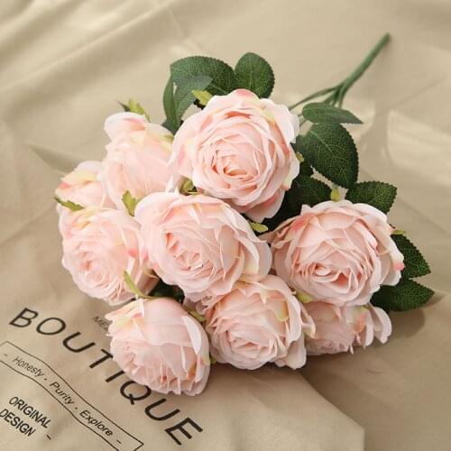 10Heads/bunch New French rose Artificial flower Home table flores Wedding Decoration silk fake flowers roses