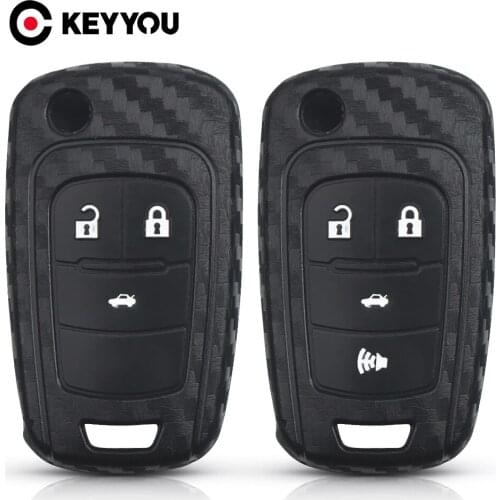 KEYYOU Key Rings Carbon Silicone Car Key Case Fob For Chevrolet Cruze Aveo Lova Sail Opel Astra Corsa Zafira Antara J Flip Cover