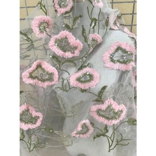 Beautiful ZH-59184 embroidered Lace fabric for party dress