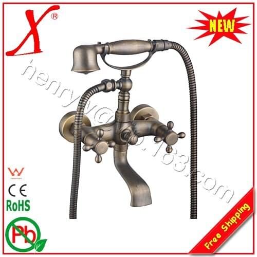 L15819 - Wall Mounted Bronze Color of Double Handle Brass Bath&Shower Faucet
