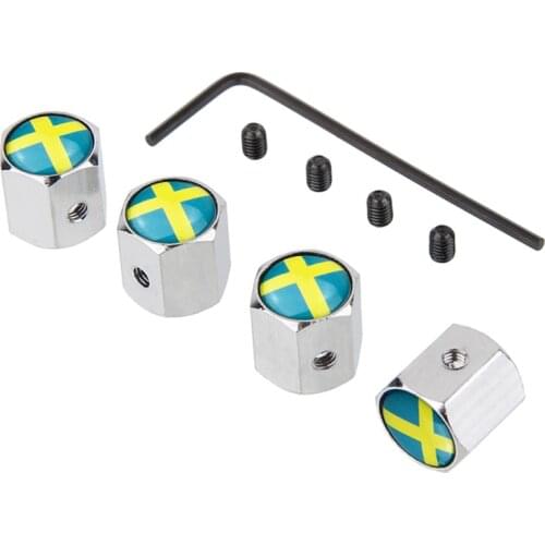 For Swedish flag Logo Wheel Tire Valve Stem Caps Sticker For Hyundai I20 Solaris Infiniti Luxgen Mini Cooper Seat Ibiza Volvo VW