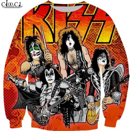 HX 2021 Newest Popular Rock Metal Kiss Band 3D Print Men Women Casual Sweatshirt Unisex Harajuku Hip Hop Autumn Tops