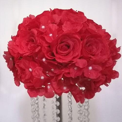 New 35/45/50cm silk rose hydrangea peonies artificial flower ball centerpieces party wedding background decor table flower ball