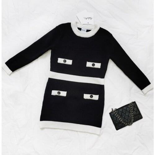 Girls Autumn Winter Sweater Dress Children Black Knitted Simple Dresses 1-7 Years Baby Girl Fashion Clothes Casual vestidos