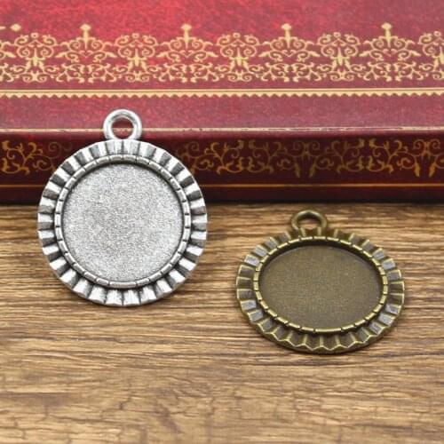 6pcs Cabochon Base Fit Setting Fashion 18mm Inner Size Antique Bronze Silver Color Round Style DIY Jewelry Making Findings