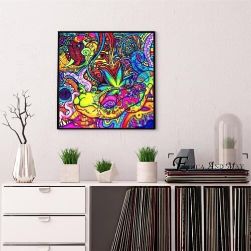 Psychedelic Colorful Artwork Poster Prints Oil Painting On Canvas Wall Art Murals Pictures For Living Room Decoratio No Frame