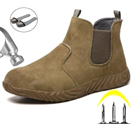 Electric Welding Work Boots Puncture-Proof Safety Boots Men Indestructible Shoes Steel Toe Men Chelsea Boots Protective Shoes