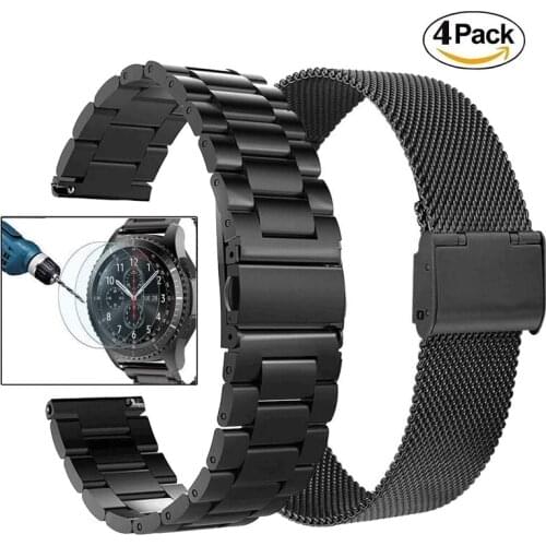 22mm Universal watch band for Samsung Gear S3 Classic/S3 Frontier/galaxy watch 3 45mm/46mm Adjustable Stainless Steel Strap