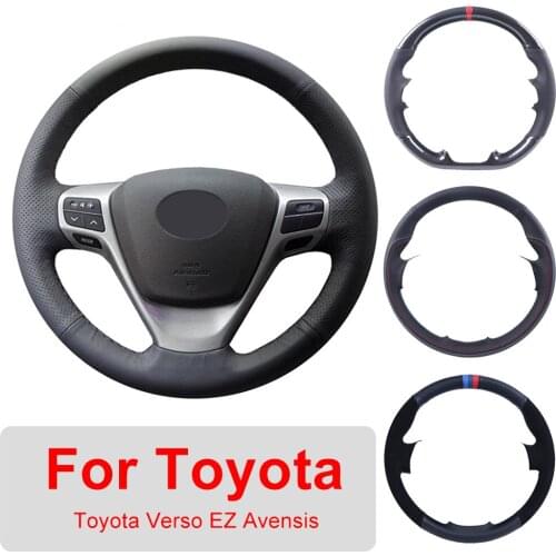 DIY Hand Sewing Leather Car Steering Wheel Cover For Toyota Verso EZ Avensis Auto Interior Customized Steering Wheel Wrap