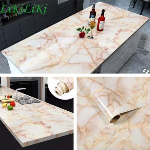 Self-Adhesive Marble Film Self Adhesive Waterproof Wallpaper for Bathroom Kitchen Cupboard Countertops Wall Stickers Home Decor