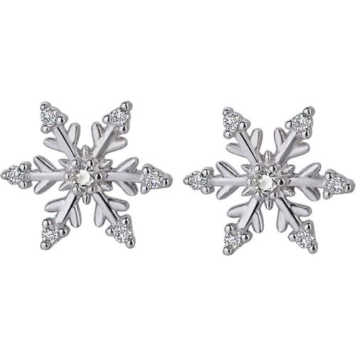 Rhinestone Zircon Snowflake Ice Snow Earrings Studs for Women Luxury High Quality Design Jewelry Inlaid Zircon Temperament Acces