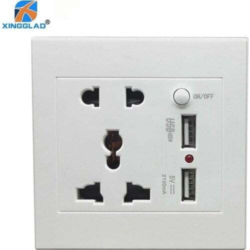 Universal 86 Wall Tabletop Desktop Socket Outlet With Switch AC Power Electrical EU/US/UK/AU Plug Adapter Adaptor 2 USB 10-16A