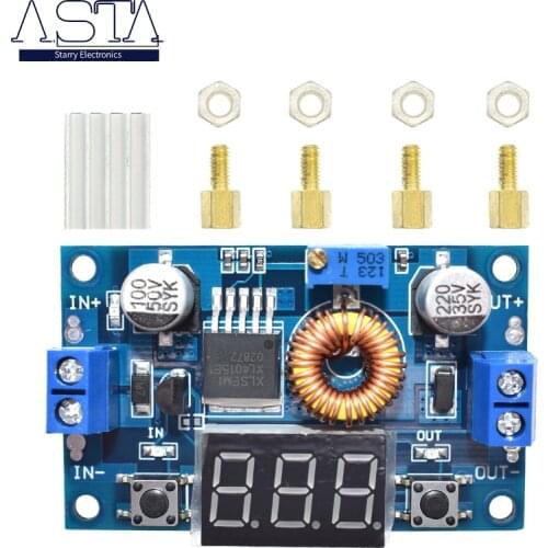 XL4015 High power 5A 75W DC-DC Adjustable Step-down Charger Module Step Down Buck Converter LED Driver with Red Voltmeter