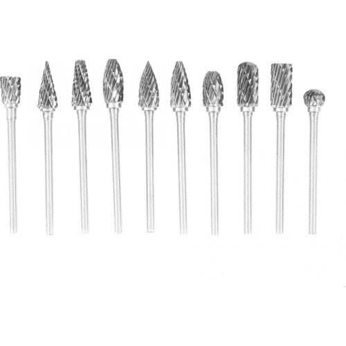 10pcs Tungsten Carbide Steel Burrs Files Metalworking Carving Tool Set 2.35*6mm Step Drill